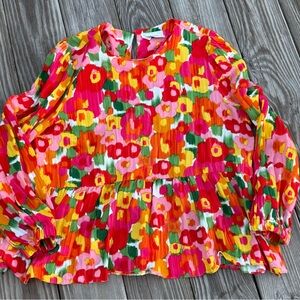 Pomander Place Blouse Womens xxl Tuckernuck Floral Long Sleeve Peplum Top Boho